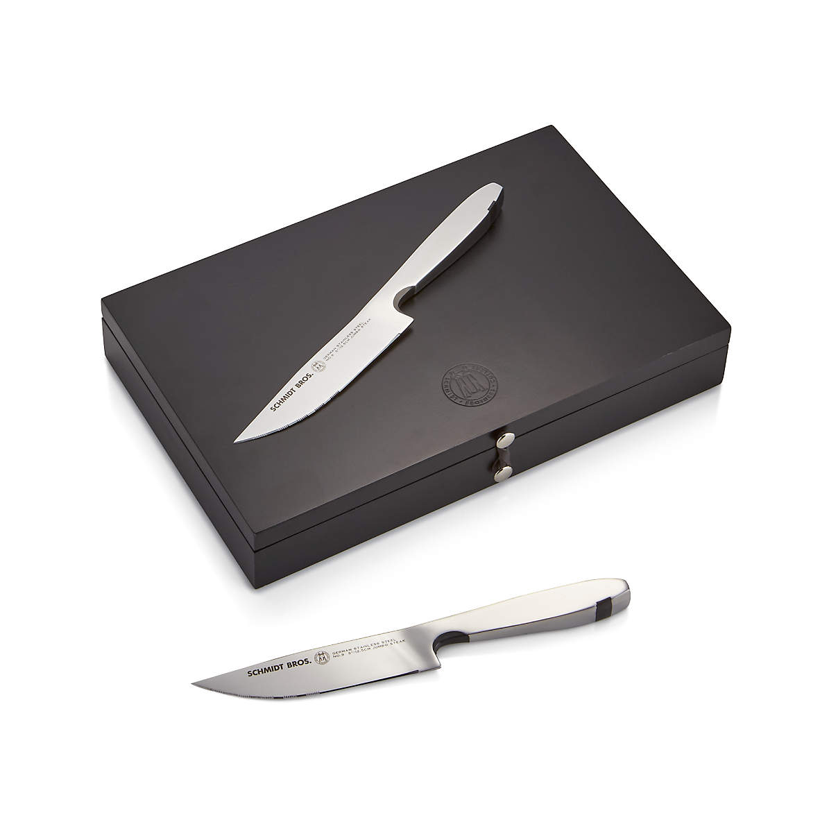 Certified Angus Beef Modern Knife Block Set - Kitchen Knife Set with Block, Premium Steak Knives and Genuine German Steel Blades with G-10 Triple