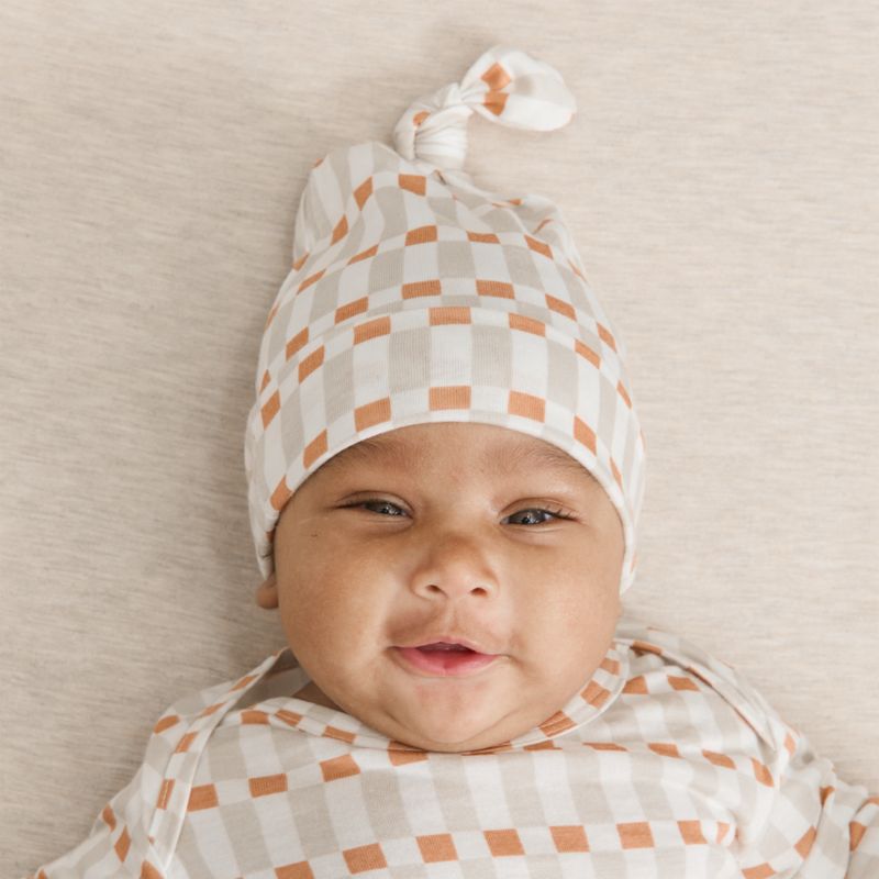 Solly Baby x Crate & Kids Biscotti Brown Check Baby Knotted Hat - image 1 of 6