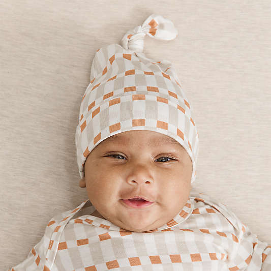 Solly Baby x Crate & Kids Biscotti Brown Check Baby Knotted Hat