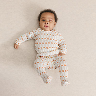 View Solly Baby x Crate & Kids Biscotti Brown Check Baby Sleeper Size 6-9 Months details