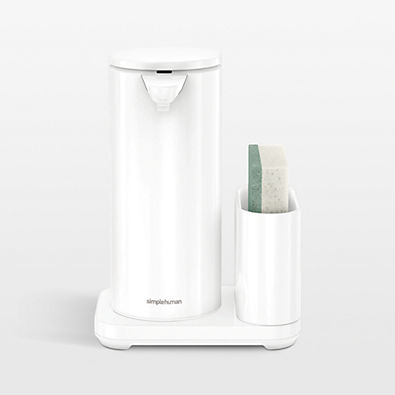 View Simplehuman 14oz Sensor Pump, Touch-free Hand Soap Dispenser with Sponge Caddy, White Steel details
