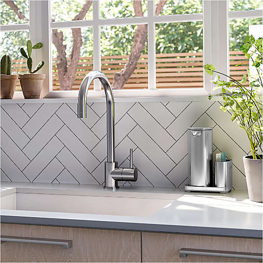 Simplehuman 14oz Sensor Pump, Touch-free Hand Soap Dispenser with Sponge Caddy, Brushed Stainless Steel