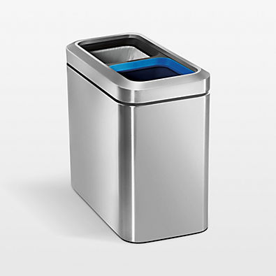 View Simplehuman 20-Liter Brushed Stainless Steel Slim Open Recycler Can details