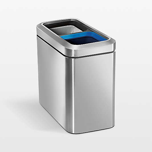 simplehuman 20-Liter Brushed Stainless Steel Slim Open Recycler Can