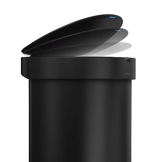 Simplehuman 45 Liter Semi-Round Sensor Trash Can with Liner Pocket, Black Steel