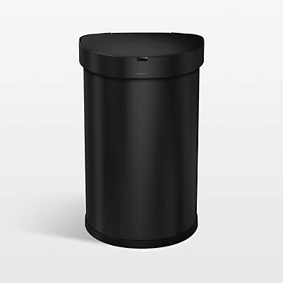 Simplehuman 45 Liter Semi-Round Sensor Trash Can with Liner Pocket, Black Steel