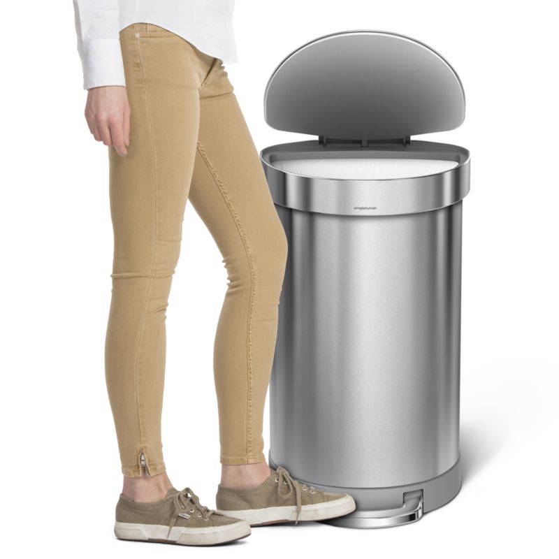 simplehuman ® 45L Brushed Stainless Steel Semi-Round Step Trash Can - image 4 of 6