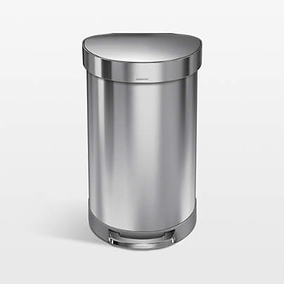 Simplehuman 45 Liter Semi-Round Liner Rim Trash Can, Brushed Stainless Steel