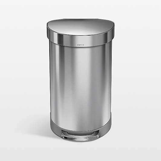 Simplehuman 45 Liter Semi-Round Liner Rim Trash Can, Brushed Stainless Steel