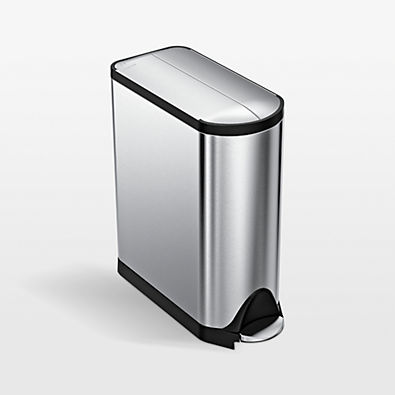 View Simplehuman 45-Liter Brushed Stainless Steel Butterfly Step Trash Can details