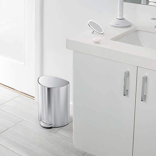 Simplehuman ® 6-Liter Brushed Stainless Steel Semi-Round Step Trash Can