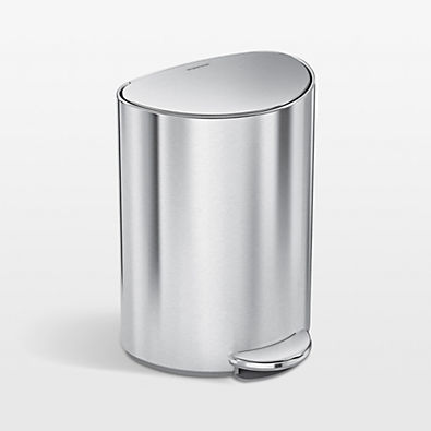 View Simplehuman ® 6-Liter Brushed Stainless Steel Semi-Round Step Trash Can details