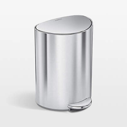 Simplehuman ® 6-Liter Brushed Stainless Steel Semi-Round Step Trash Can