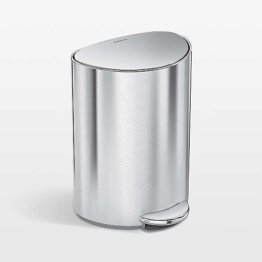 Simplehuman ® 6-Liter Brushed Stainless Steel Semi-Round Step Trash Can
