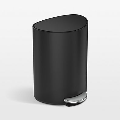 View Simplehuman ® 6-Liter Matte Black Steel Semi-Round Step Trash Can details