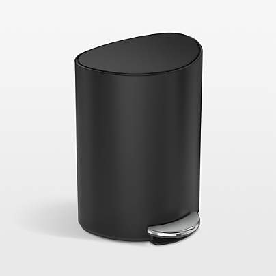 Simplehuman ® 6-Liter Matte Black Steel Semi-Round Step Trash Can