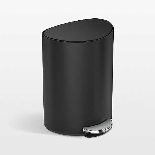 Simplehuman ® 6-Liter Matte Black Steel Semi-Round Step Trash Can