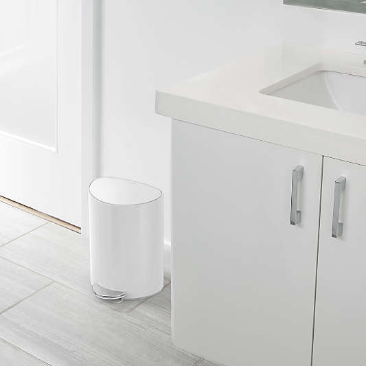 simplehuman ® 6-Liter White Steel Semi-Round Step Trash Can