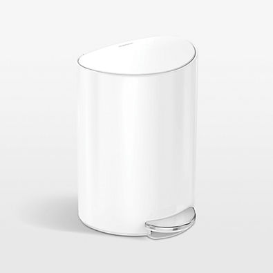 View Simplehuman ® 6-Liter White Steel Semi-Round Step Trash Can details