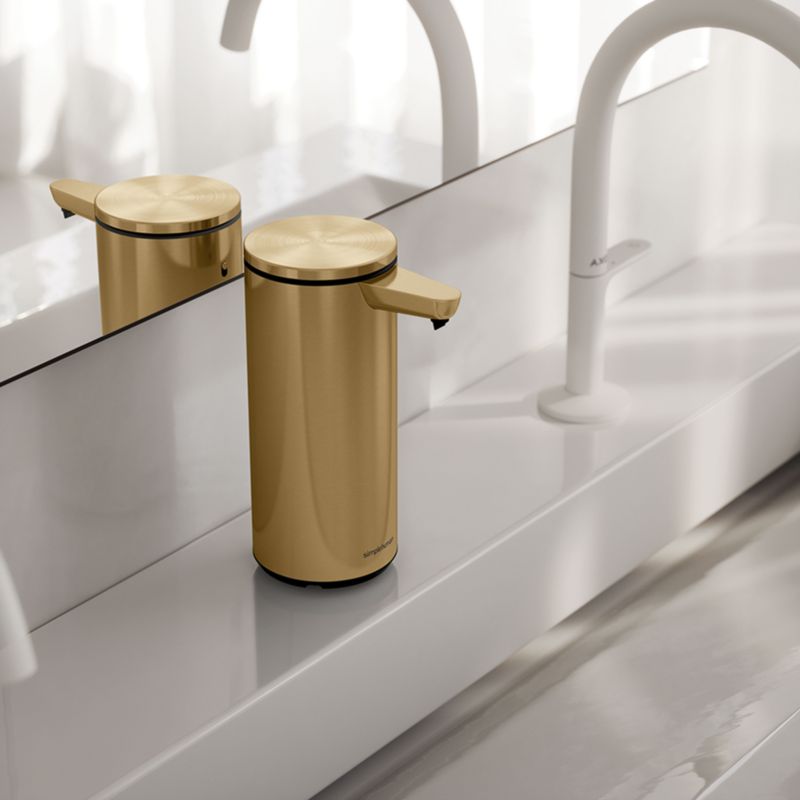 simplehuman 9 oz. Touch-Free Rechargeable Sensor Liquid Soap Pump Dispenser, Brass Stainless Steel - image 1 of 6