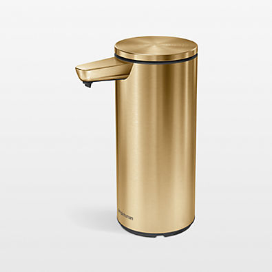View Simplehuman 9 oz. Touch-Free Rechargeable Sensor Liquid Soap Pump Dispenser, Brass Stainless Steel details