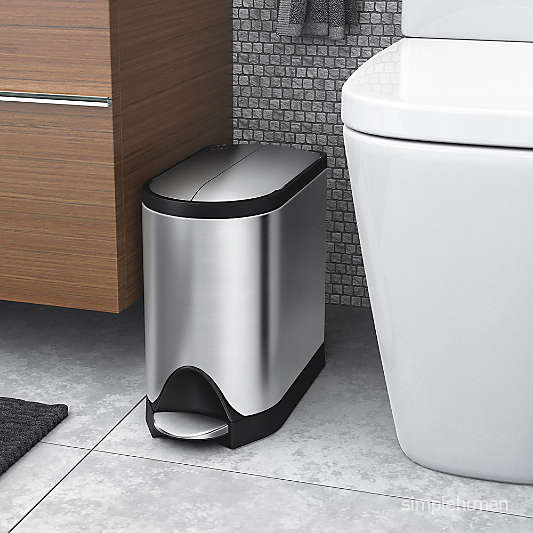 Simplehuman 10 Liter Butterfly Lid Bathroom Trash Can, Brushed Stainless Steel