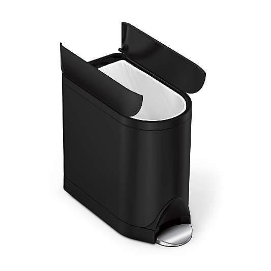 Simplehuman 10 Liter Butterfly Lid Bathroom Trash Can, Matte Black Steel