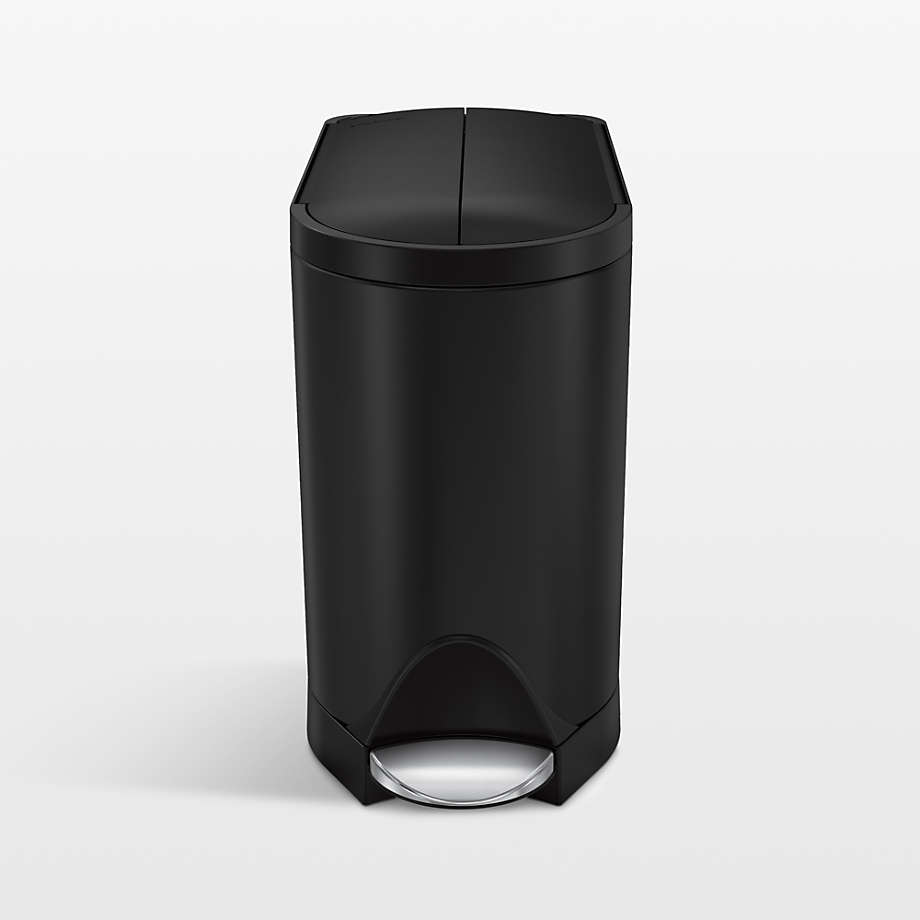 simplehuman Matte Black Metal Butterfly Trash Can + Reviews | Crate & Barrel