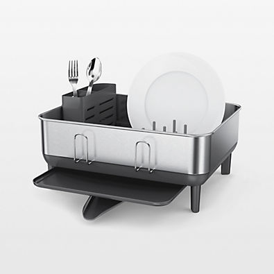 View Simplehuman Compact Dish Drying Rack, Brushed Stainless Steel Frame details
