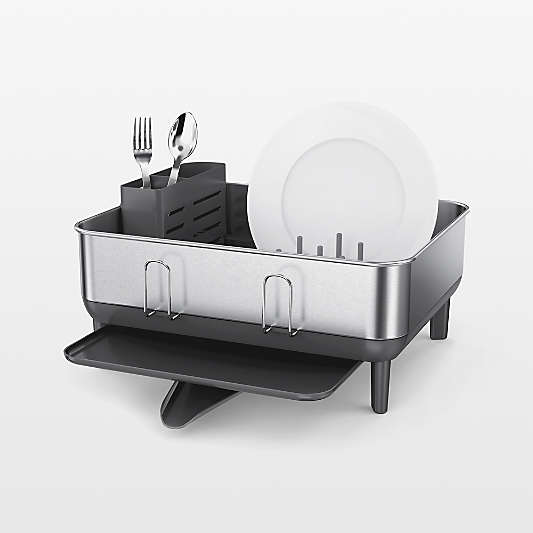 Simplehuman Compact Dish Drying Rack, Brushed Stainless Steel Frame