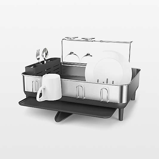 Simplehuman Kitchen Dish Drying Rack, Brushed Stainless Steel