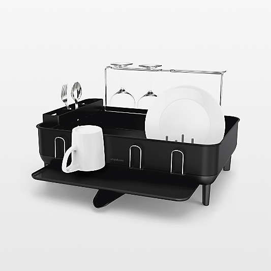 Simplehuman Kitchen Dish Drying Rack, Matte Black Steel