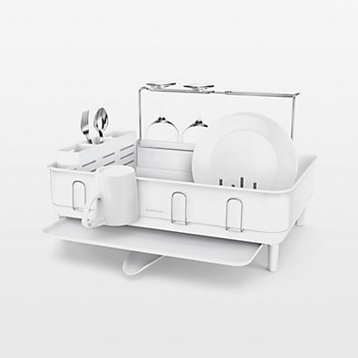 View Simplehuman Kitchen Dish Drying Rack, White Steel details