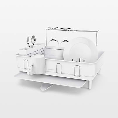 Simplehuman Kitchen Dish Drying Rack, White Steel