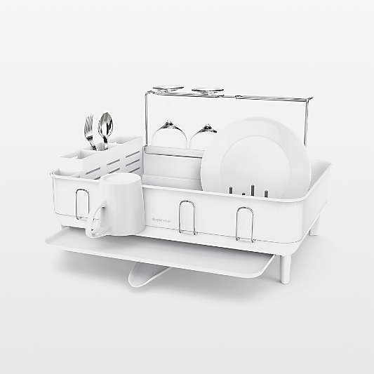 Simplehuman Kitchen Dish Drying Rack, White Steel