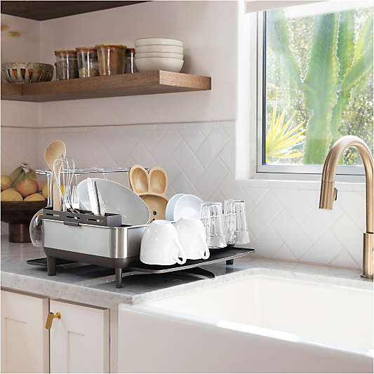 Simplehuman Kitchen Dish Drying Rack, Brushed Stainless Steel