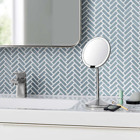 Simplehuman 5" Sensor Travel Makeup Mirror, 10x Magnification & Adjustable Brightness, Brushed Stainless Steel