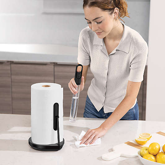 Simplehuman Kitchen Paper Towel Holder with Spray Pump, Black Steel