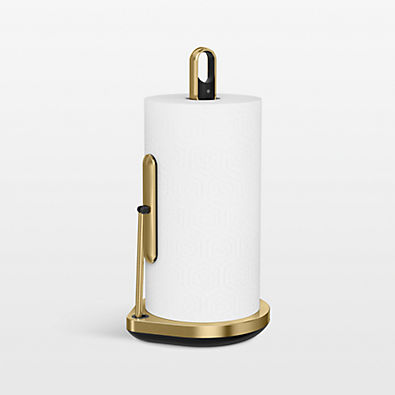 View Simplehuman Kitchen Paper Towel Holder with Spray Pump, Brass Steel details