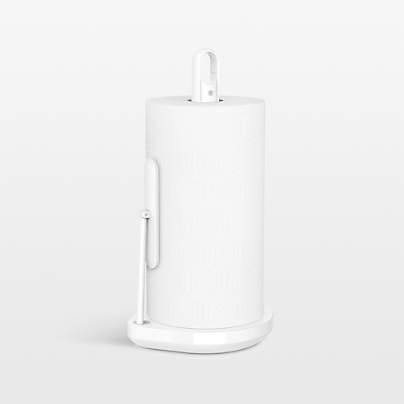 Simplehuman Kitchen Paper Towel Holder with Spray Pump, White Steel