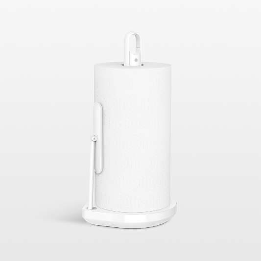 Simplehuman Kitchen Paper Towel Holder with Spray Pump, White Steel
