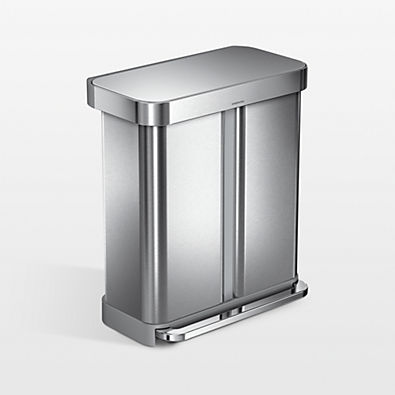 View Simplehuman 58 Liter Recycling Kitchen Trash Can with Liner Pocket, Brushed Stainless Steel details