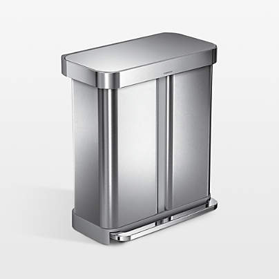 Simplehuman 58 Liter Recycling Kitchen Trash Can with Liner Pocket, Brushed Stainless Steel