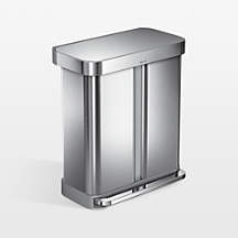Simplehuman 58 Liter Recycling Kitchen Trash Can with Liner Pocket, Brushed Stainless Steel + Reviews | Crate & Barrel
