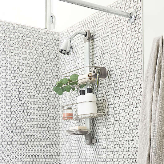 Simplehuman Medium Adjustable Shower Caddy, Stainless Steel/Anodized Aluminum Rust-Proof Frame