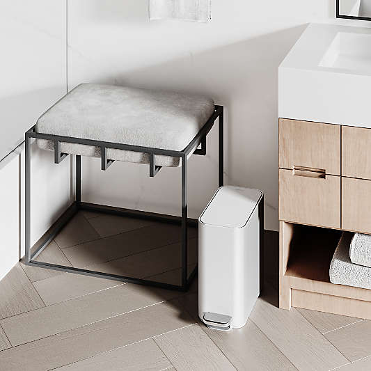 Simplehuman 5 Liter Slim Bathroom Trash Can, White Steel