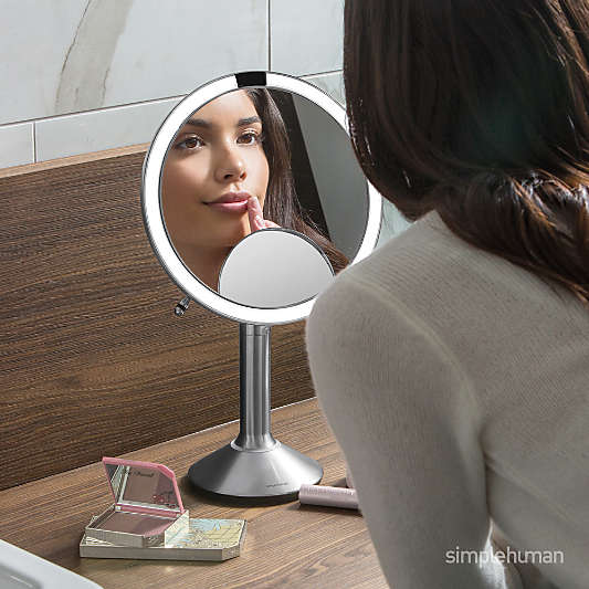 Simplehuman 8" Sensor Mirror, Trio Magnification & Adjustable Brightness, Brushed Stainless Steel