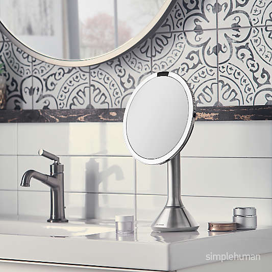 Simplehuman 8" Sensor Makeup Mirror, 5x Magnification & Adjustable Brightness, Brushed Stainless Steel