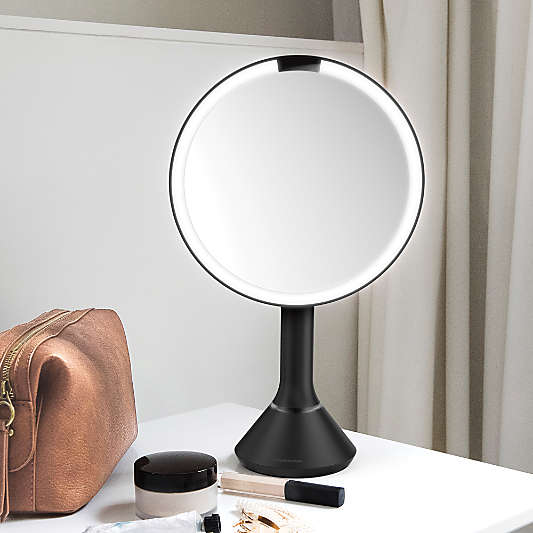 Simplehuman 8" Sensor Makeup Mirror, 5x Magnification & Adjustable Brightness, Matte Black Steel