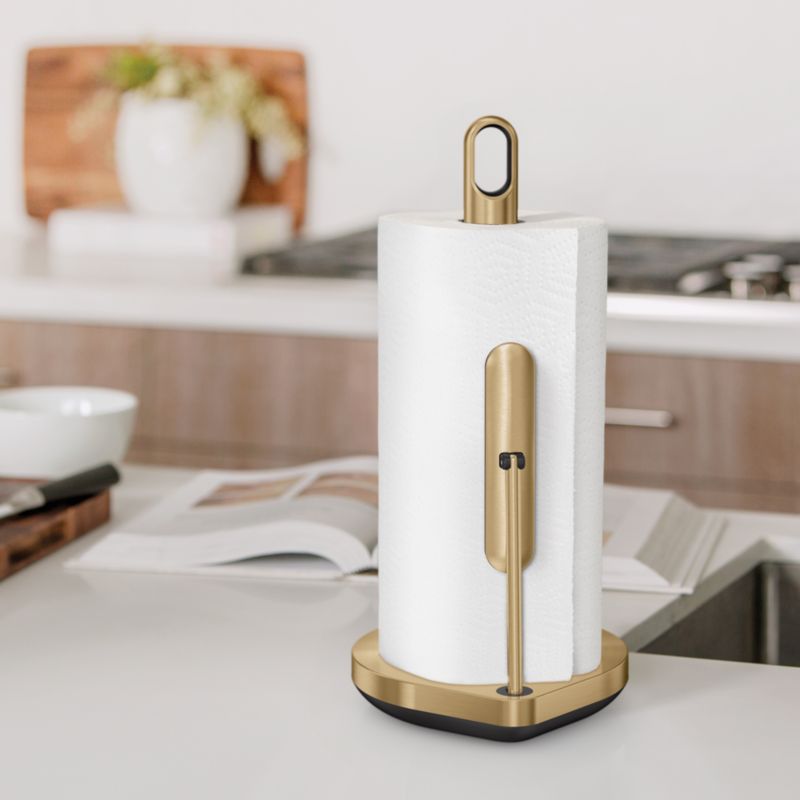 simplehuman Tension Arm Paper Towel Holder, Brass Steel - image 1 of 3